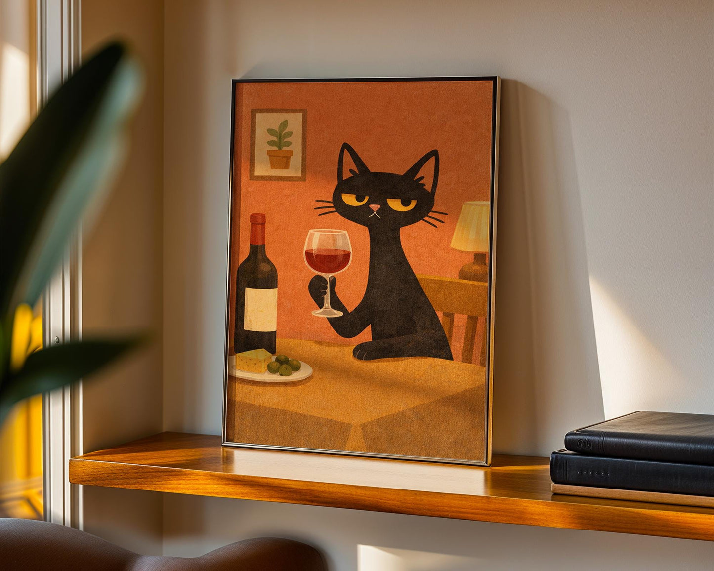 Wine Cat Art – Funny Cat Print for Wine Lovers
