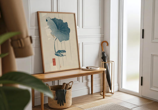 Frog Poster - Japanese Style Wall Art, Minimalist Frog Illustration, Zen Nature Print, Linework Botanical Decor