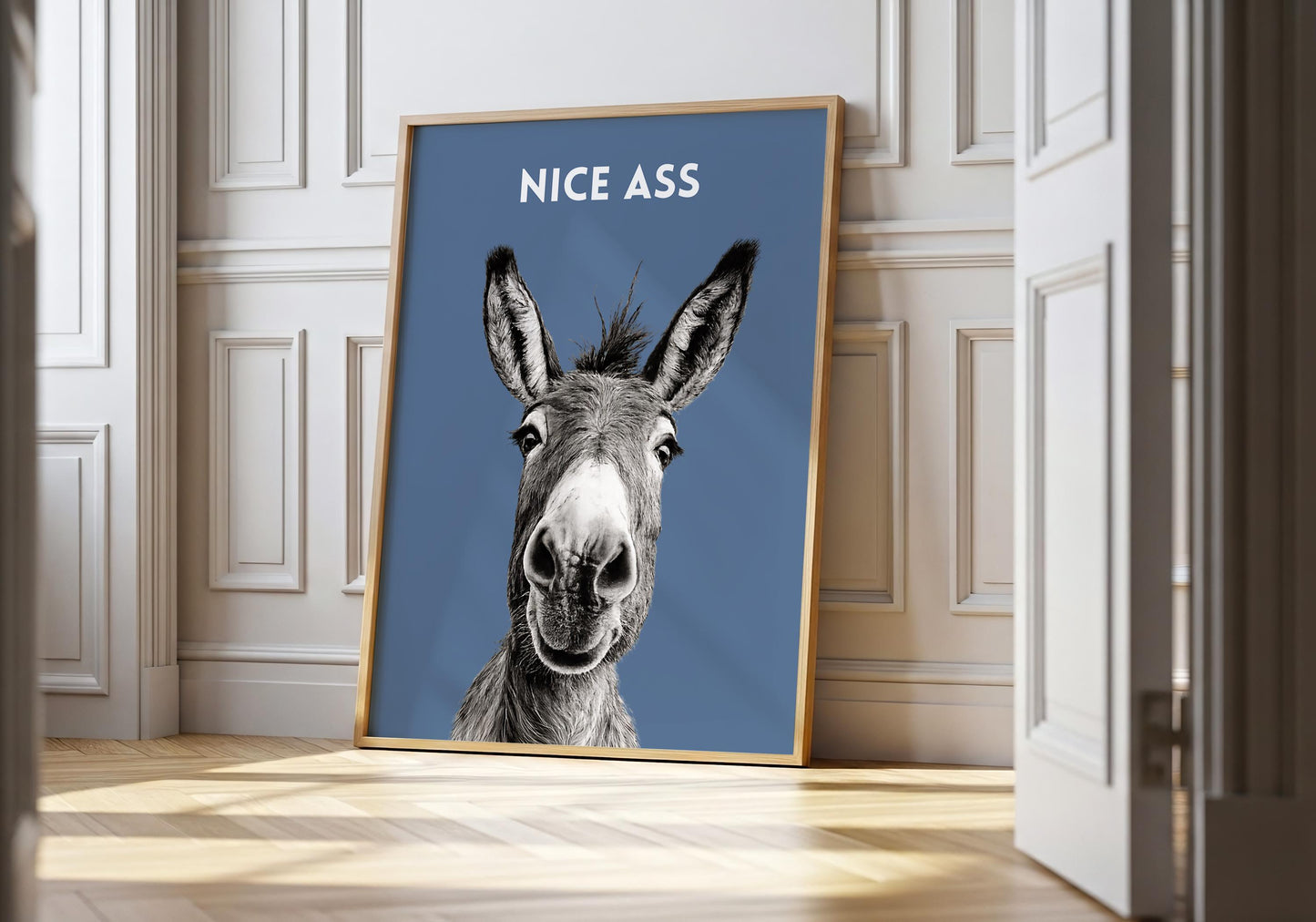 Funny donkey bathroom print with nice ass quote wall art