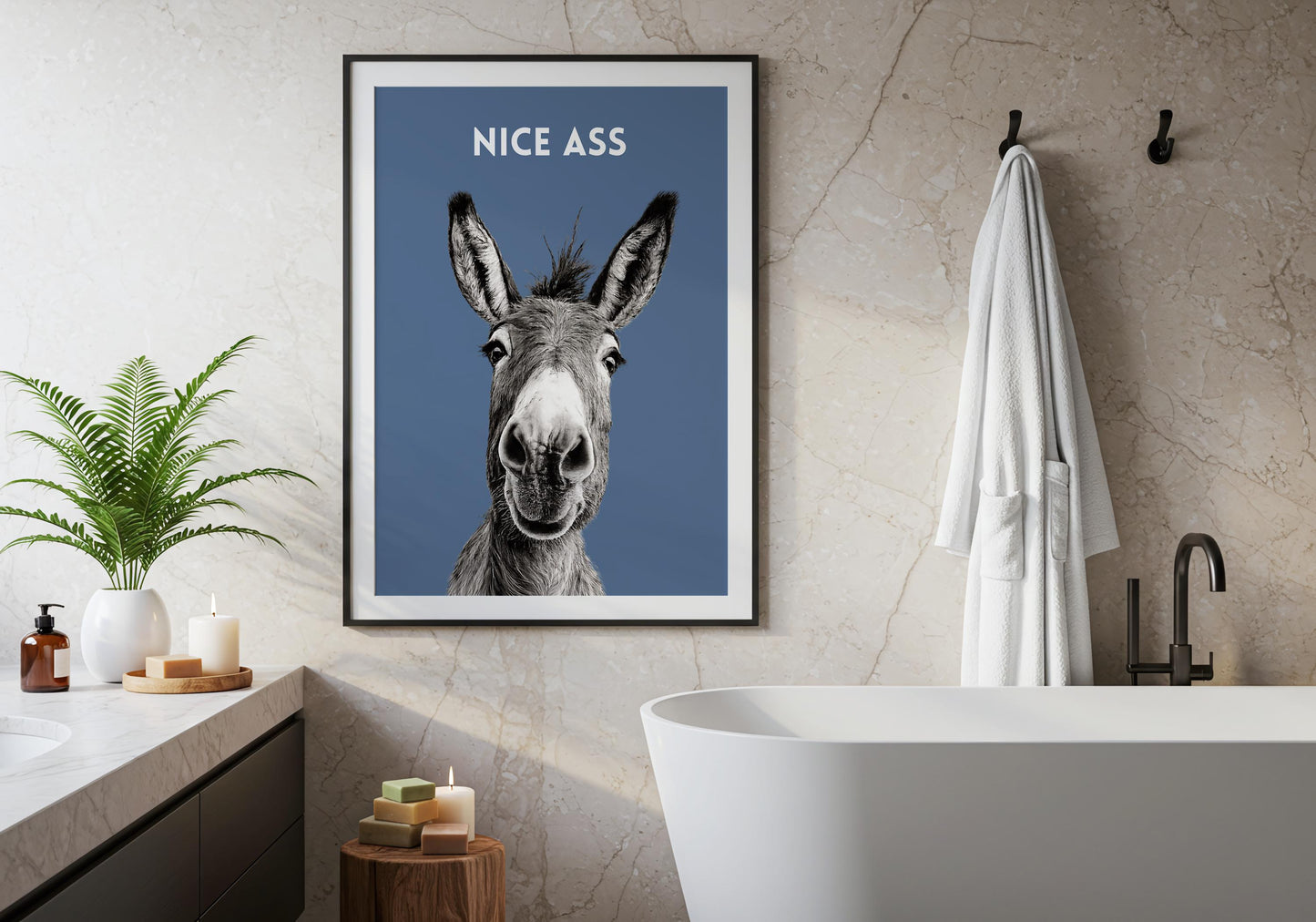 Nice Ass Poster - Funny Bathroom Print, Bathroom Decor, Quirky Bathroom Sign, Toilet Humour