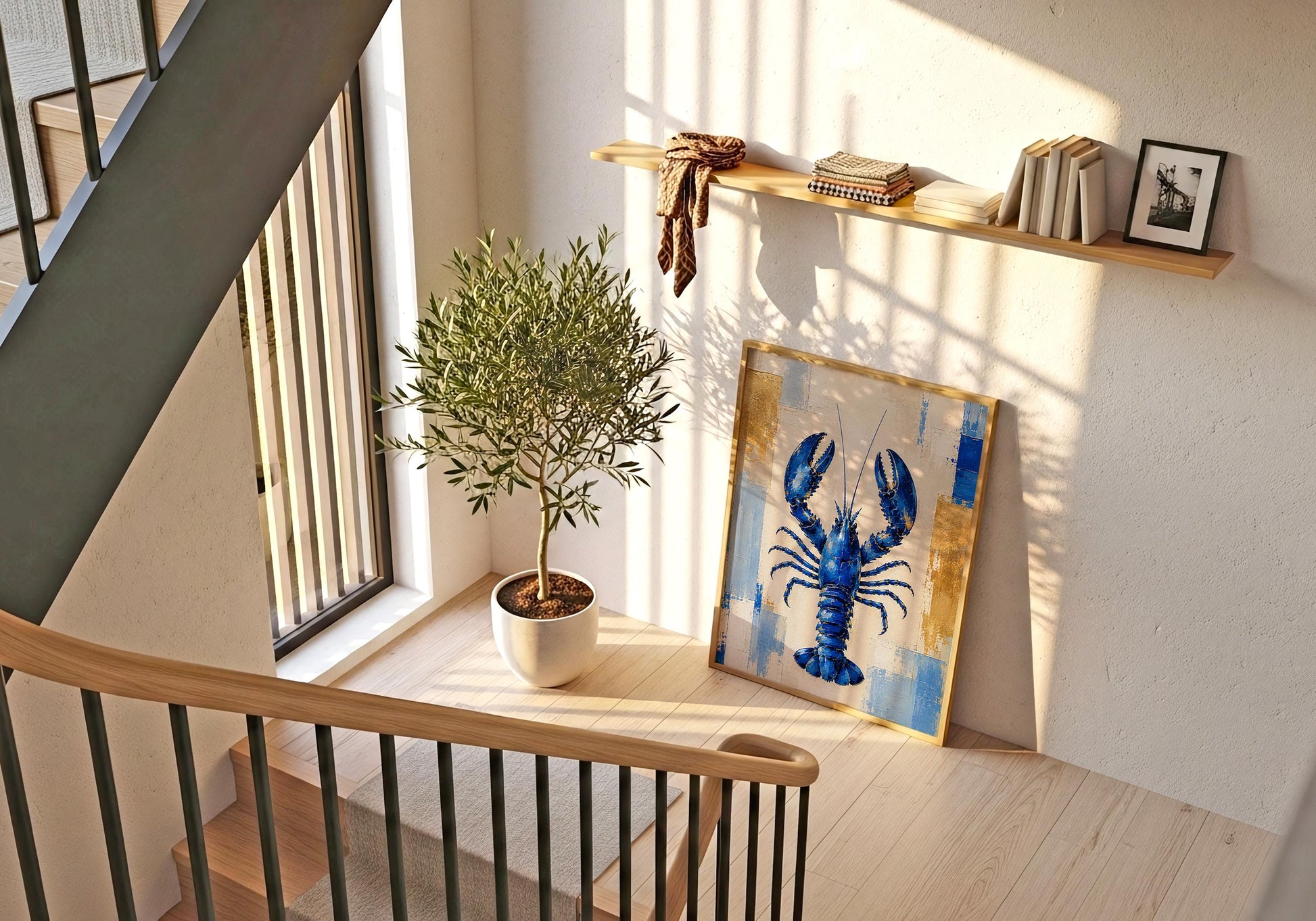 Blue Lobster Wall Art - Coastal Decor Print, Nautical Wall Art, Beach House Decor, New England Coastal Art, Ocean Artwork