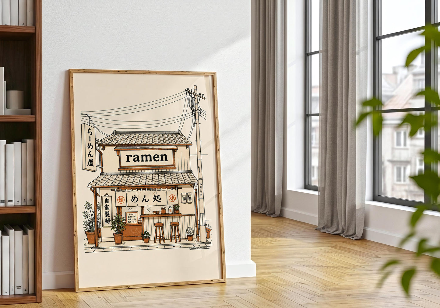 Tokyo ramen storefront printable art for anime and Japan lovers