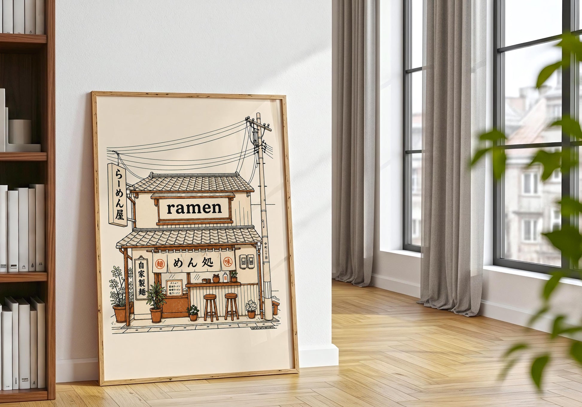 Tokyo ramen storefront printable art for anime and Japan lovers