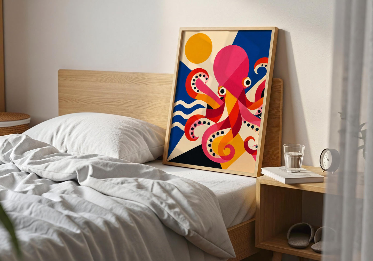 Colourful octopus wall print inspired by marine wildlife and contemporary art.