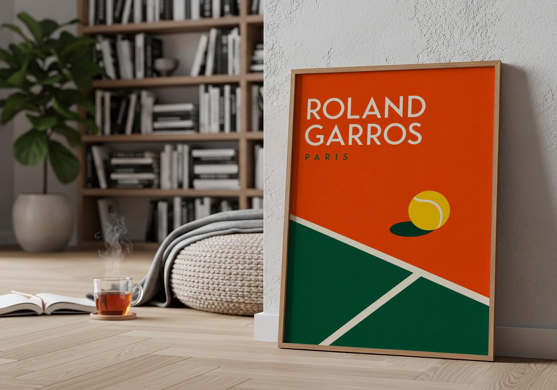 French Open inspired tennis wall art featuring a contemporary minimalist sports poster design.