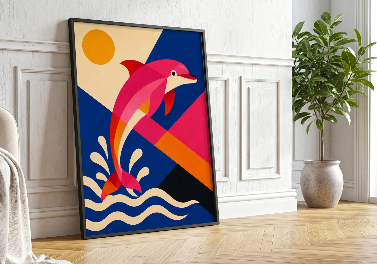 Set of 2 Coastal Wall Art Prints, Mid Century Modern Ocean Decor, Octopus Dolphin Crab Gallery Wall, Nautical Poster Set