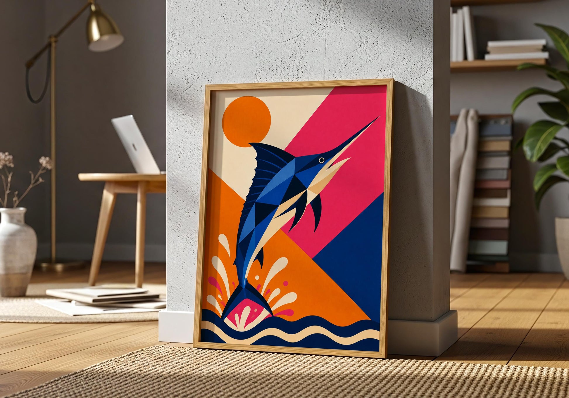 Marlin Wall Art Print - Sailfish Ocean Decor, Sport Fishing Wall Art, Colourful Coastal Poster, Modern Marine Life Artwork