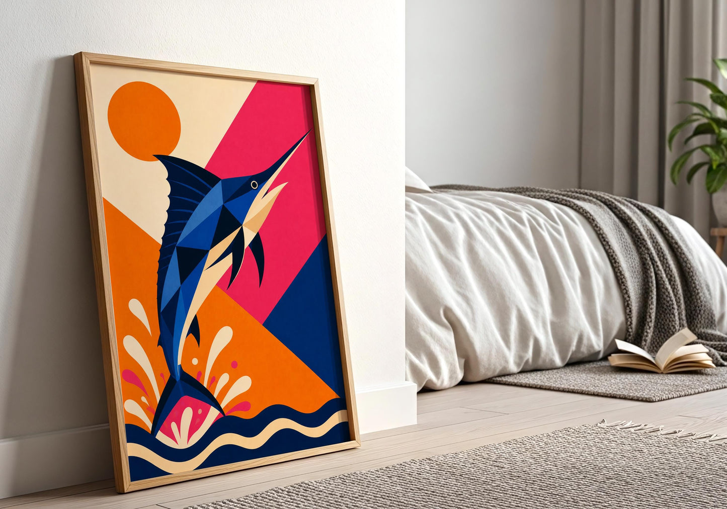 Marlin Wall Art Print - Sailfish Ocean Decor, Sport Fishing Wall Art, Colourful Coastal Poster, Modern Marine Life Artwork