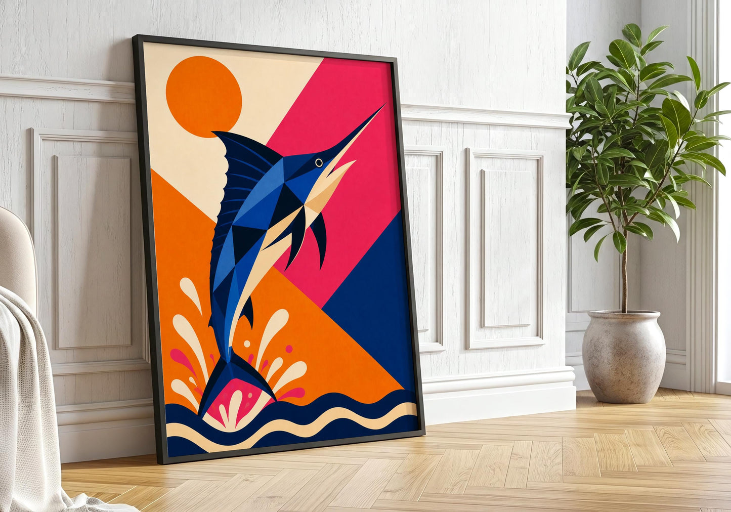 Marlin Wall Art Print - Sailfish Ocean Decor, Sport Fishing Wall Art, Colourful Coastal Poster, Modern Marine Life Artwork