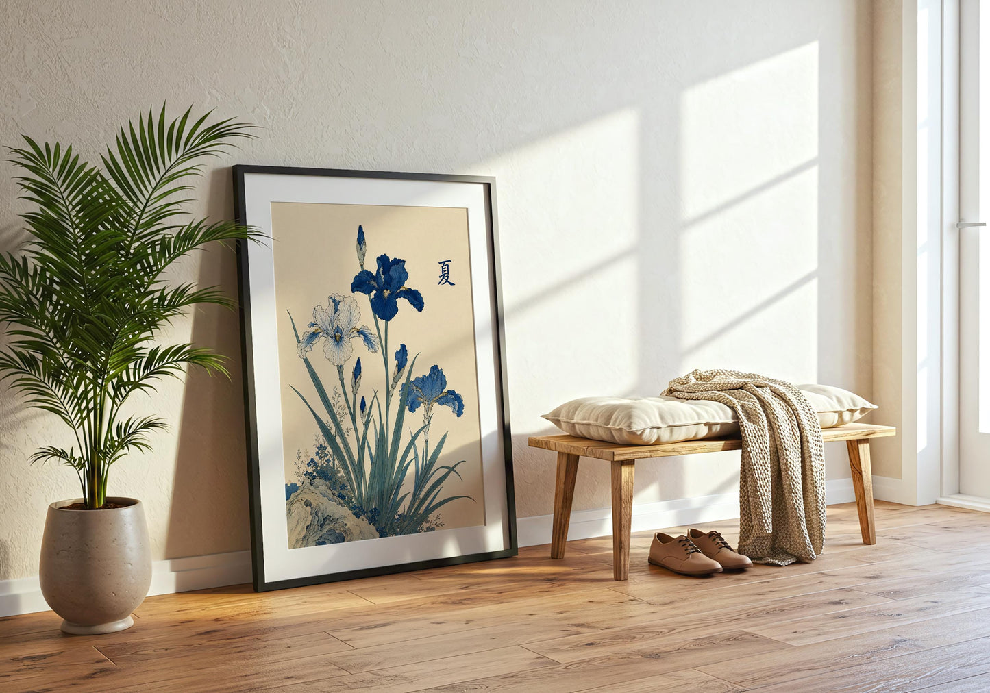 Wabi sabi botanical wall art in traditional Japanese print style