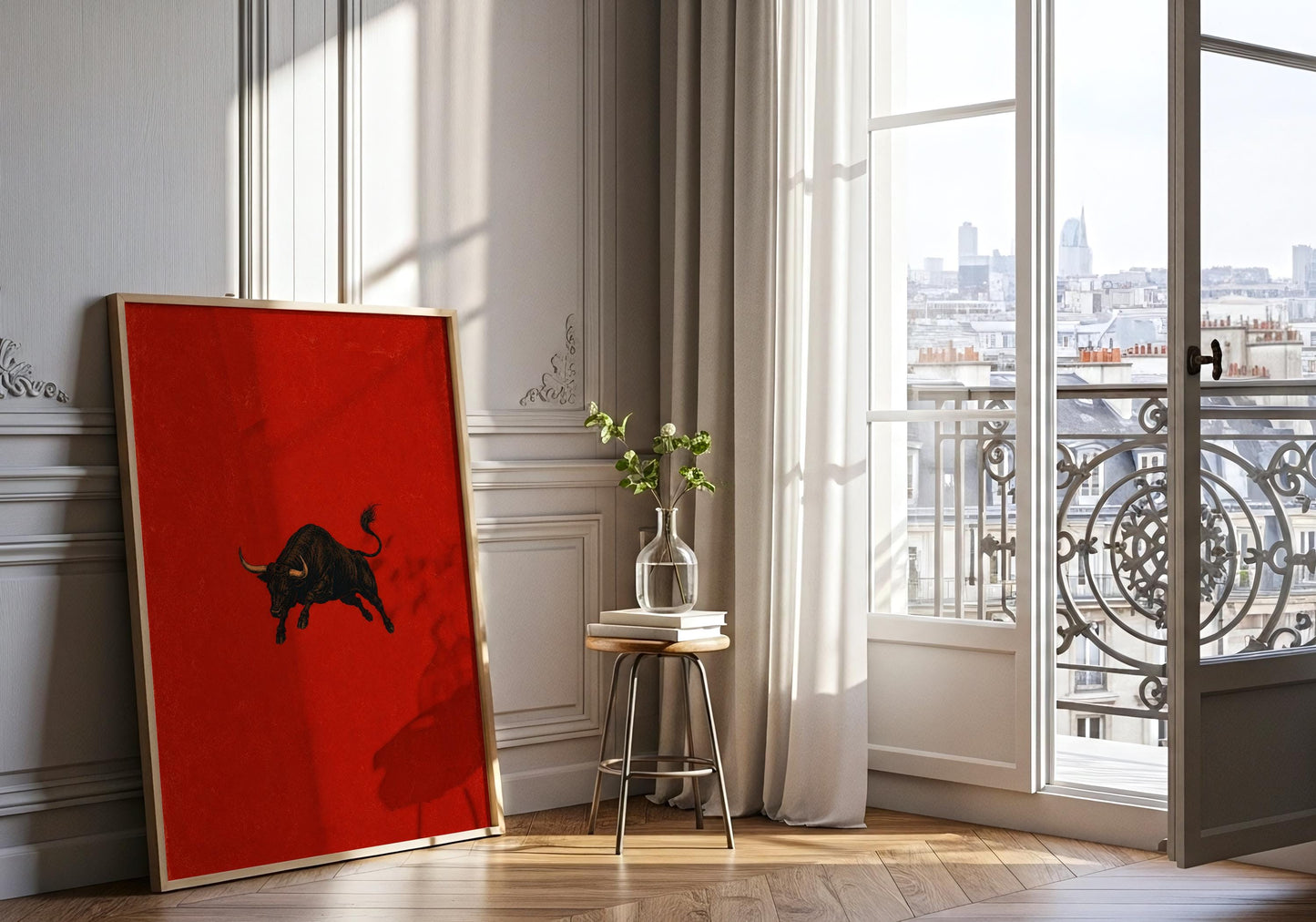 Hacienda style wall art featuring a striking Spanish bull