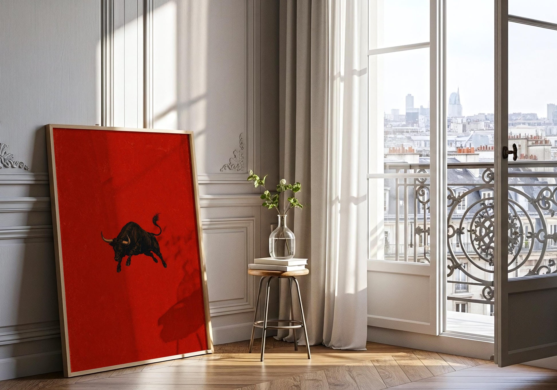 Hacienda style wall art featuring a striking Spanish bull