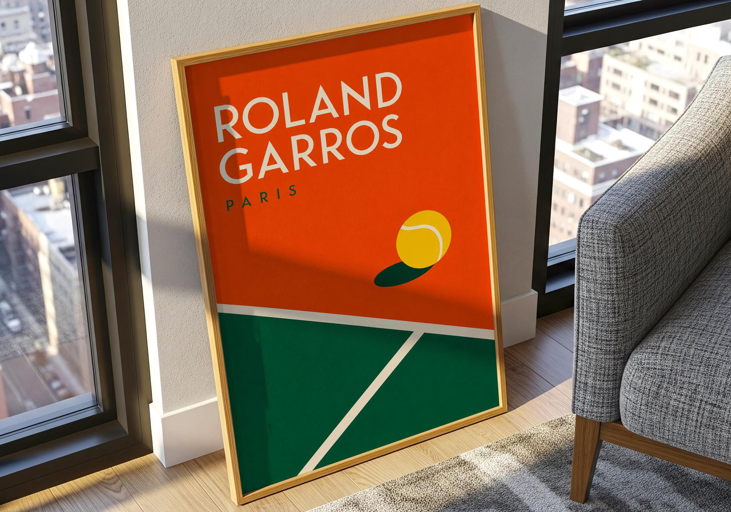 Minimalist Roland Garros wall decor inspired by one of tennis's most prestigious tournaments.