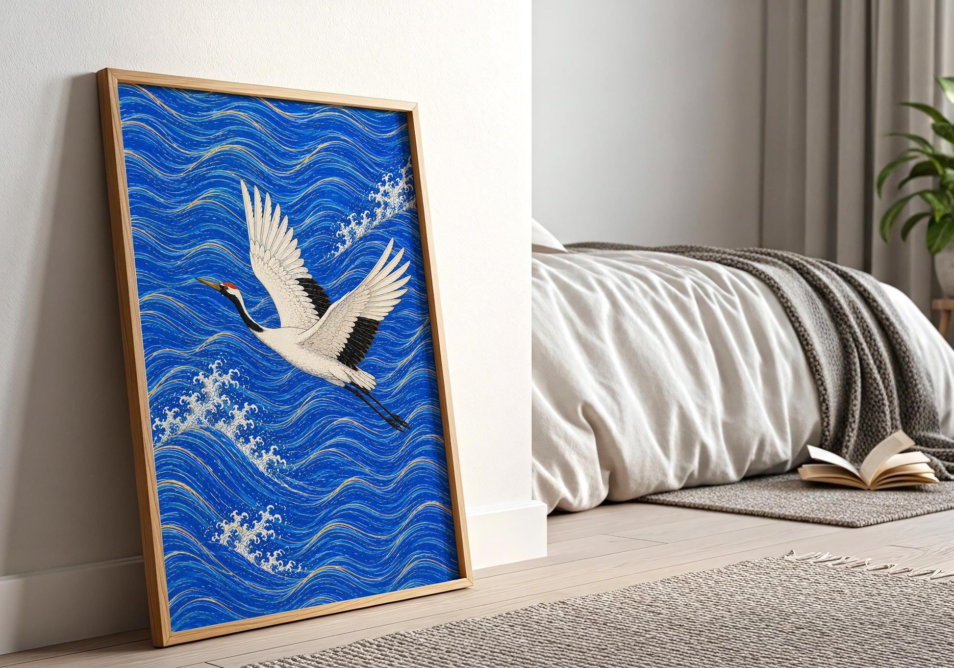 Minimalist crane poster for modern home interiors