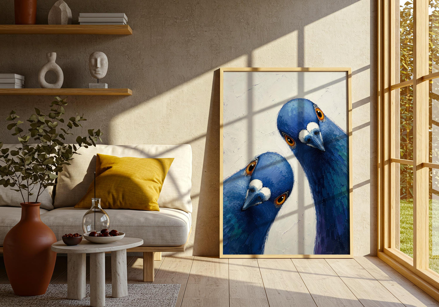 Bird lover gift featuring painted pigeon portrait