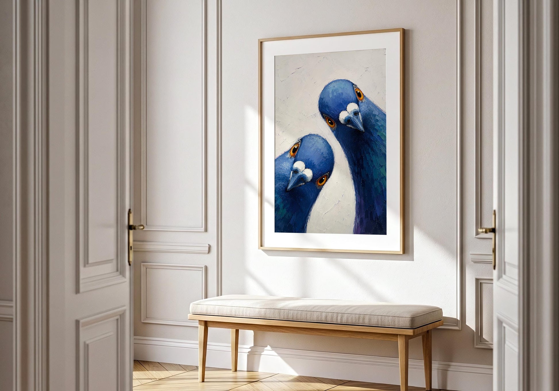 Modern bird portrait artwork with textured background