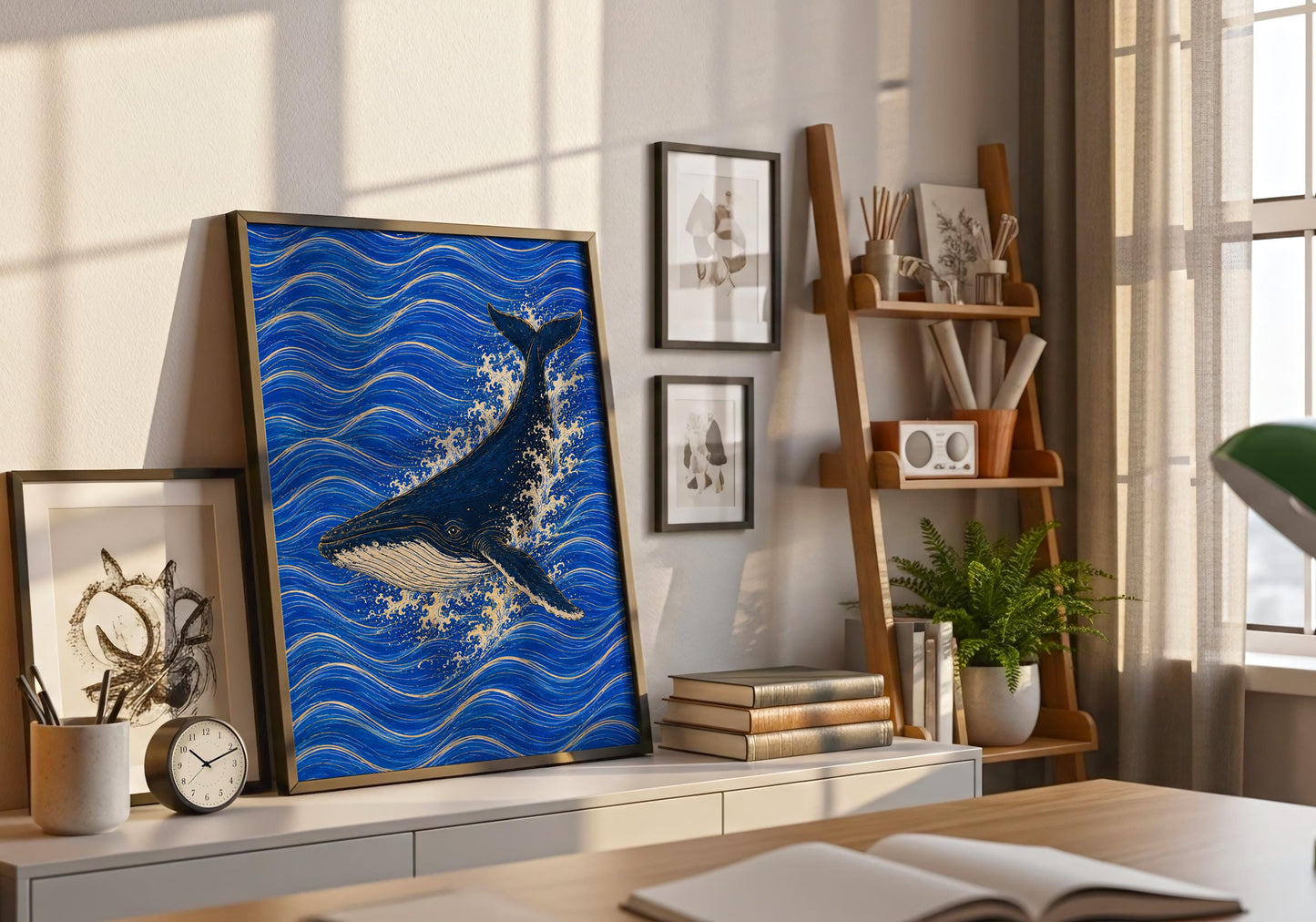Ocean wall art inspired by marine life and Japanese design