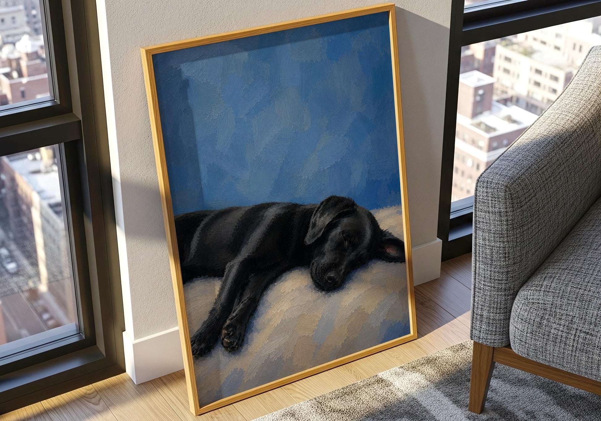 Contemporary Labrador wall art with textured brush strokes