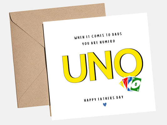 Numero UNO Father's Day Card - Funny Card Game Dad Card