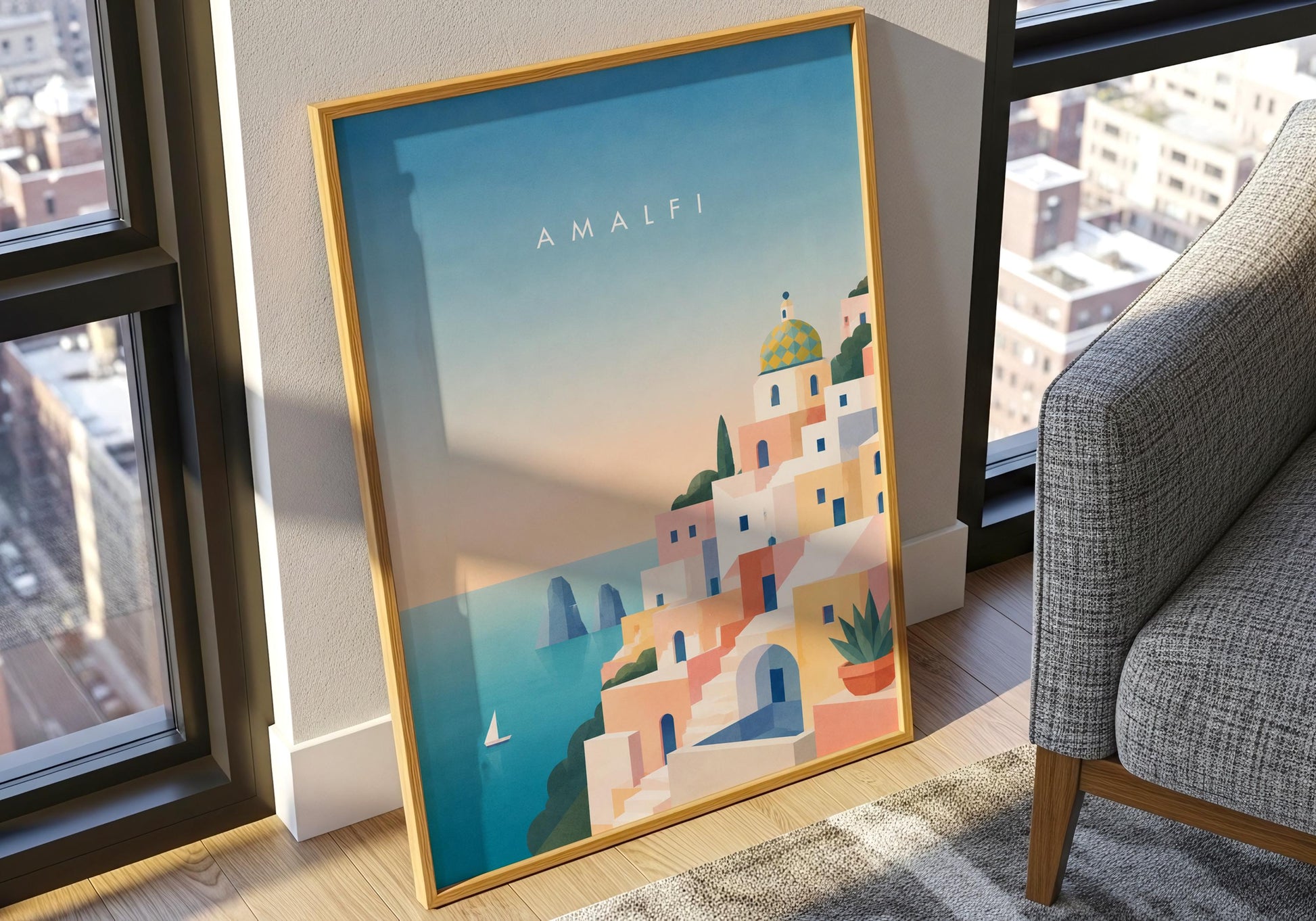 Coastal wall decor inspired by Positano and the Amalfi Coast.