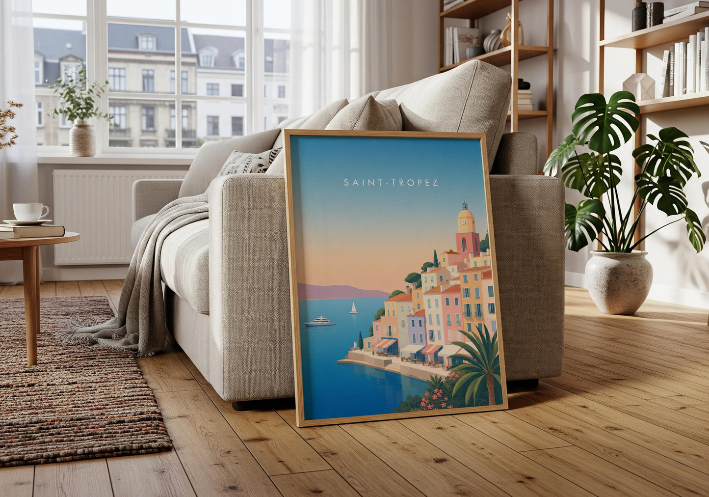 Coastal wall decor featuring a stylish Mediterranean destination.