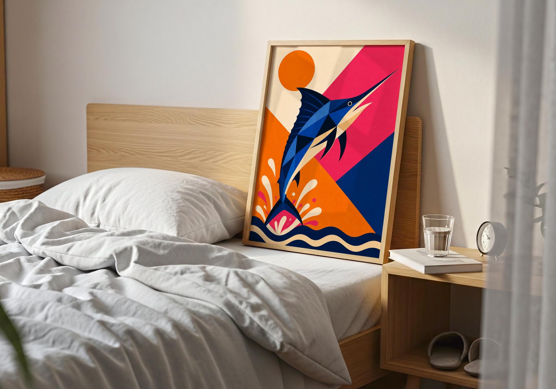 Marlin Wall Art Print - Sailfish Ocean Decor, Sport Fishing Wall Art, Colourful Coastal Poster, Modern Marine Life Artwork