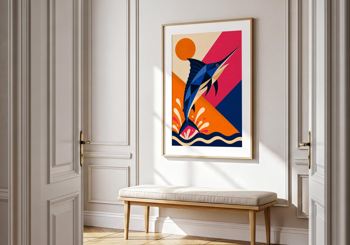 Marlin Wall Art Print - Sailfish Ocean Decor, Sport Fishing Wall Art, Colourful Coastal Poster, Modern Marine Life Artwork