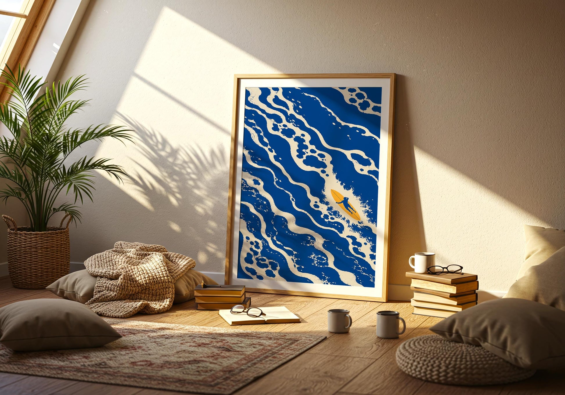 Ocean-inspired wall art for coastal living room decor