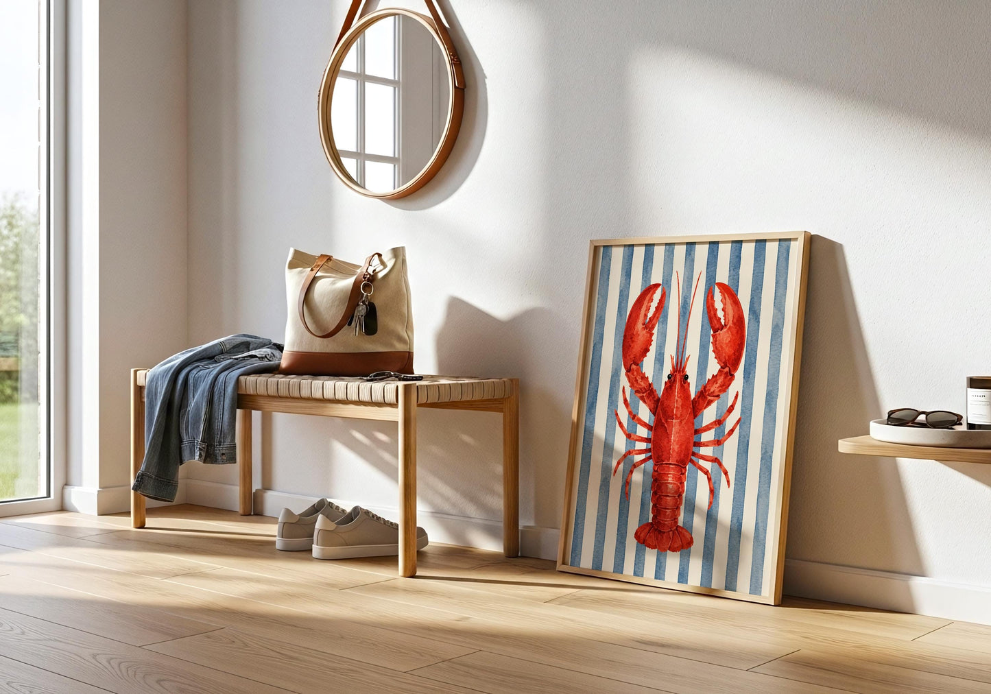 French Coastal Wall Art - Lobster Kitchen Decor, Riviera Beach Print, Mediterranean Kitchen Art, Nautical Seafood Poster