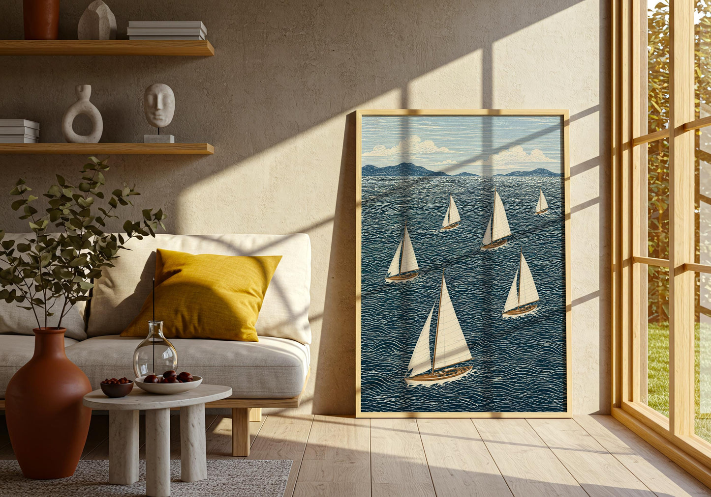 Ocean wall art inspired by traditional maritime illustrations