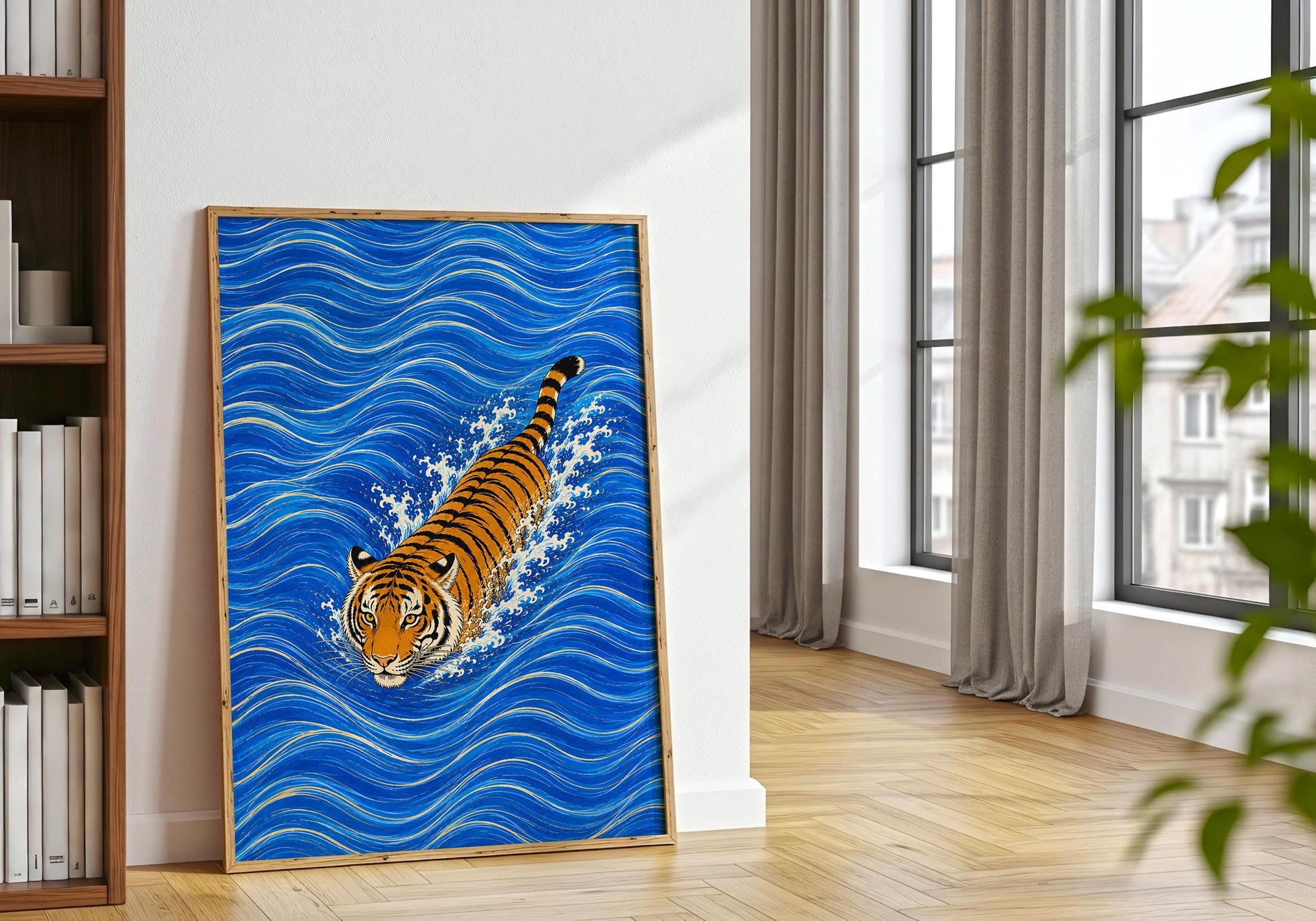 Vibrant tiger wall art for maximalist home decor