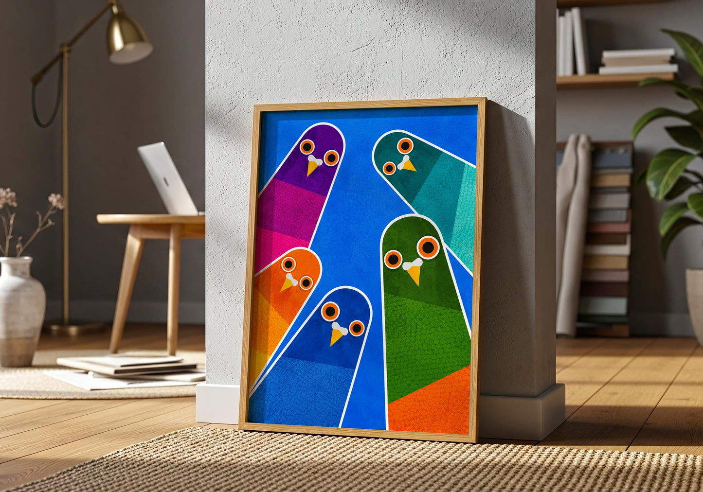 Contemporary pigeon artwork for modern home decor
