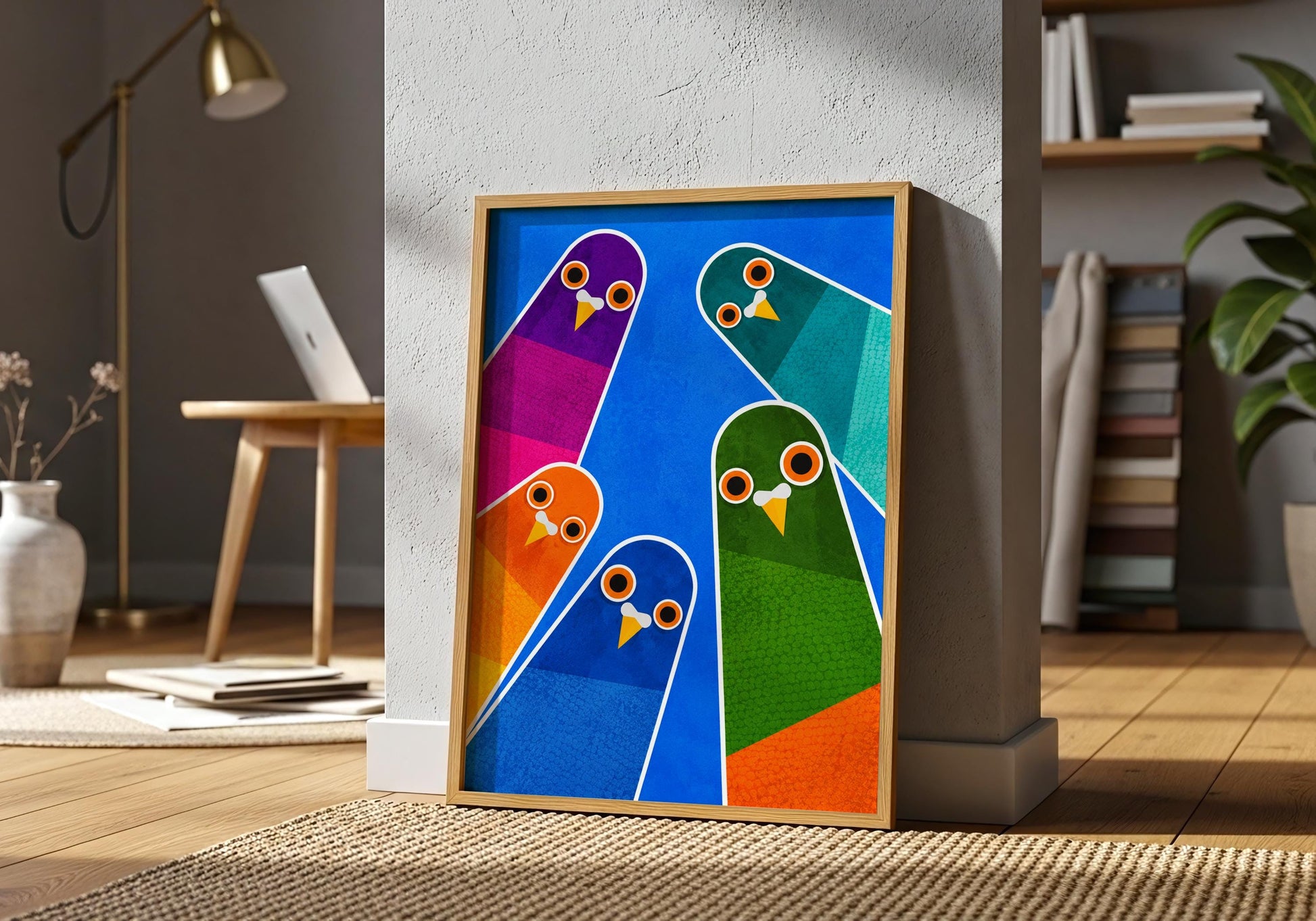 Contemporary pigeon artwork for modern home decor