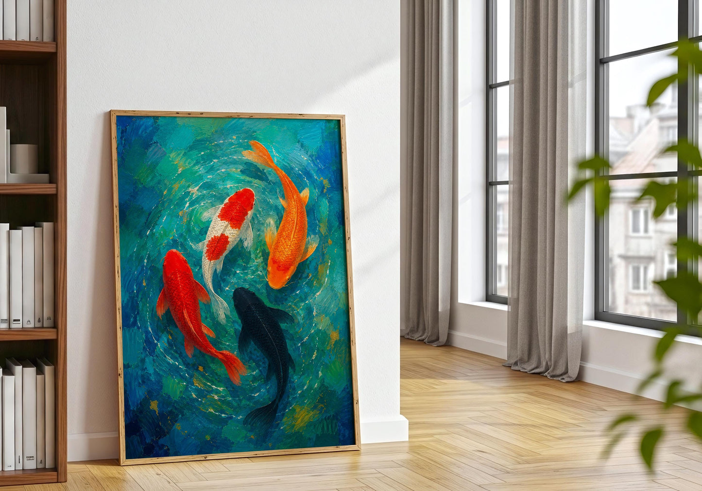 Colourful fish artwork symbolising prosperity and harmony.