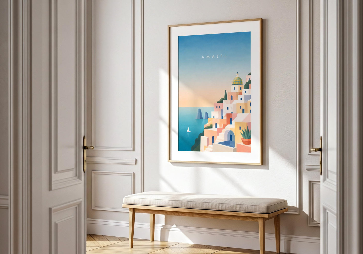 Italian wall art capturing the beauty of the Amalfi coastline.