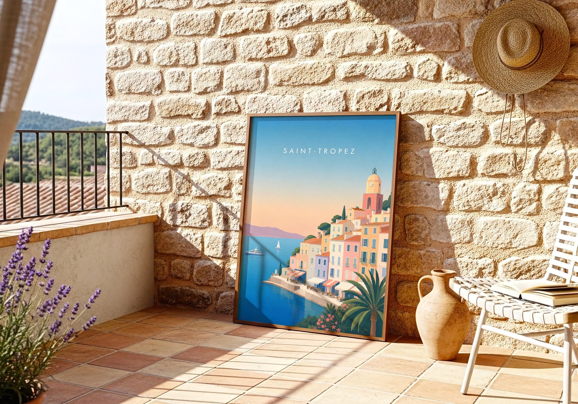 France wall art showcasing seaside architecture and ocean views.