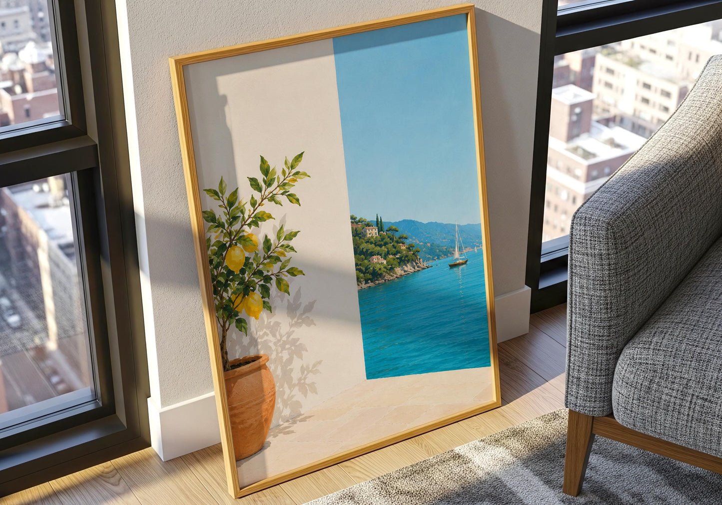 European coastal wall art inspired by the French Riviera and Amalfi Coast.