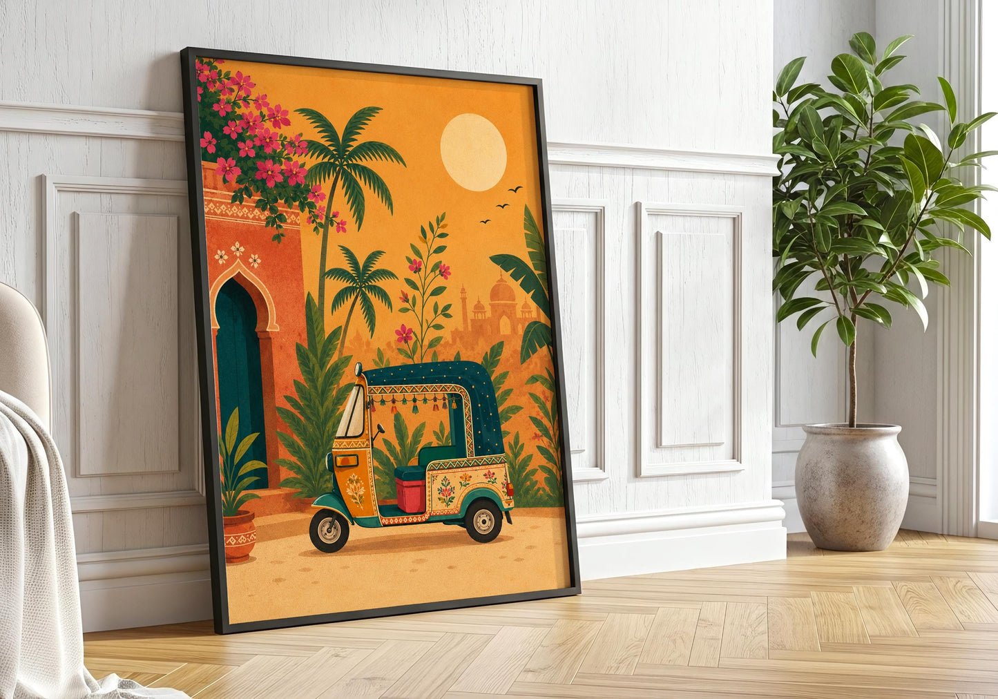 Maximalist India wall art inspired by the vibrant streets and gardens of Jaipur.