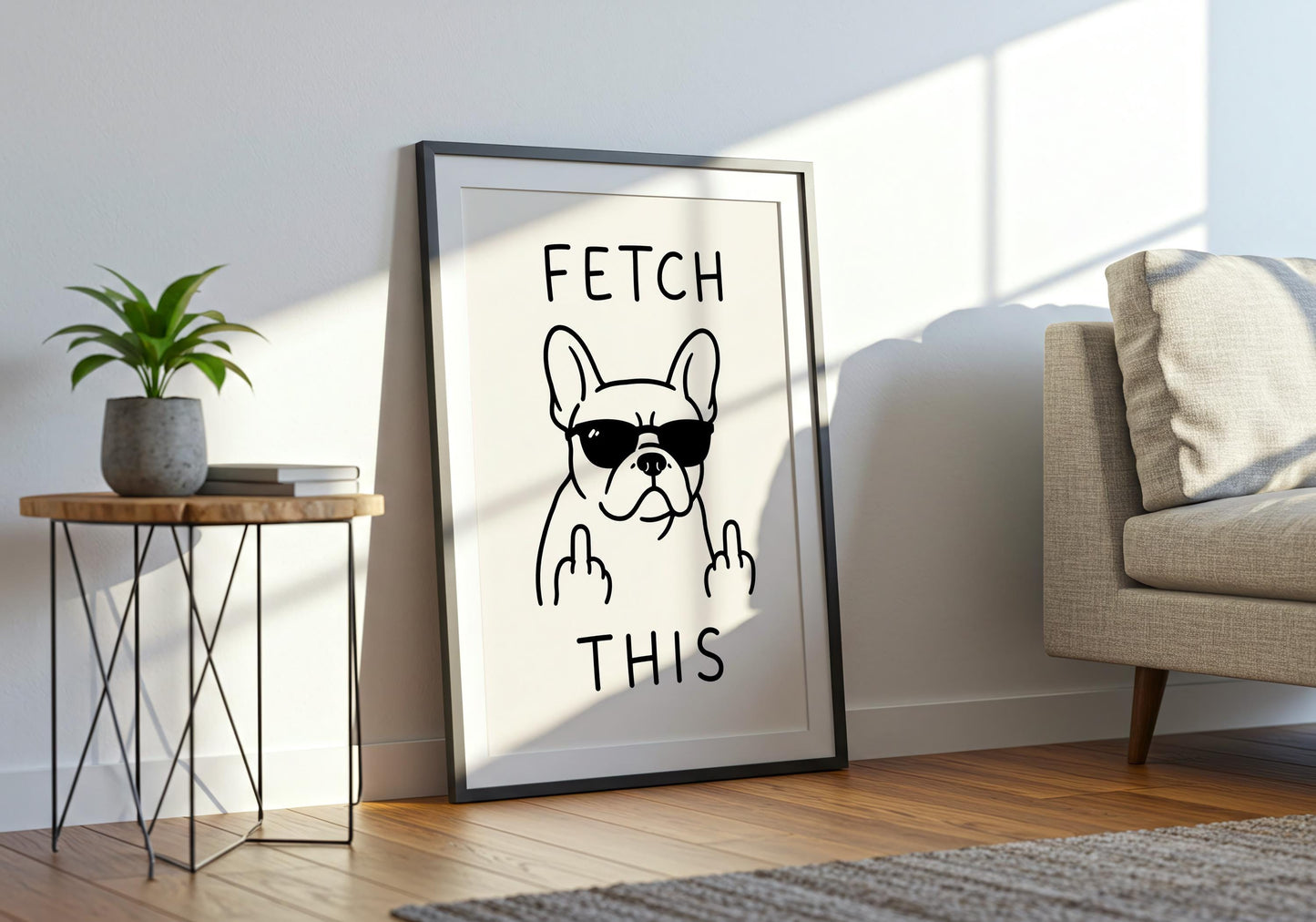 Modern French Bulldog artwork ideal for home offices, living rooms, and pet-friendly homes.