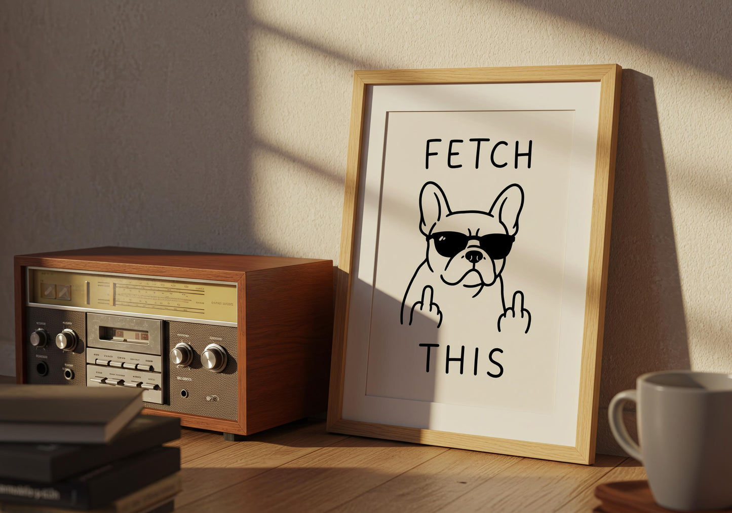 Black and white dog lover wall art featuring a stylish French Bulldog illustration.