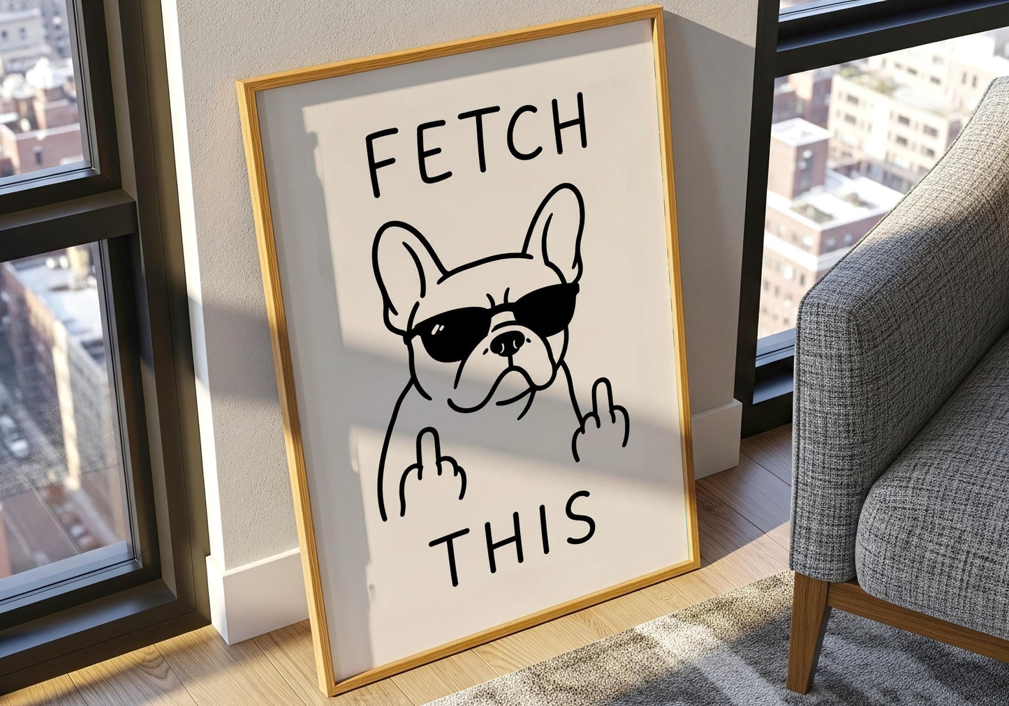 Minimalist French Bulldog poster designed for dog owners who love sarcastic humour.
