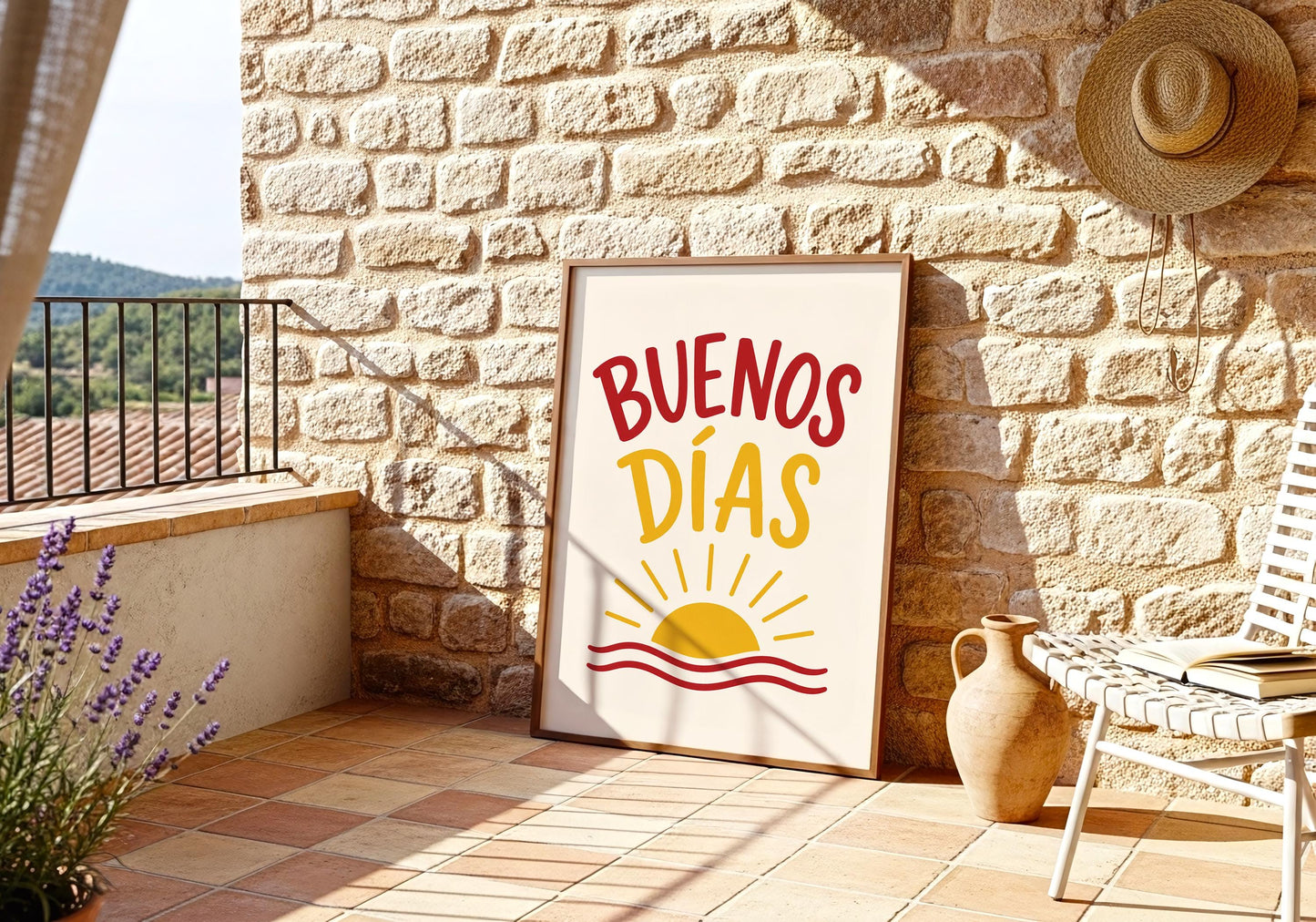 Modern Spanish quote wall art perfect for contemporary kitchens and breakfast nooks.