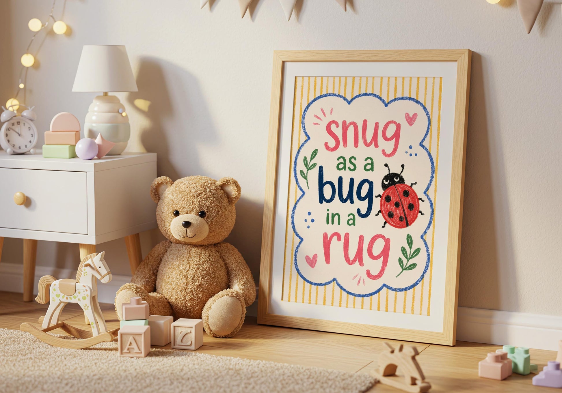 Playroom wall decor inspired by a classic nursery rhyme.