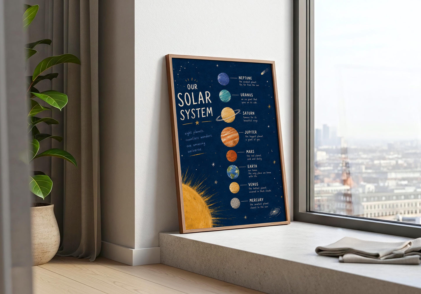 Educational astronomy poster designed for homeschool, nursery and STEM learning.