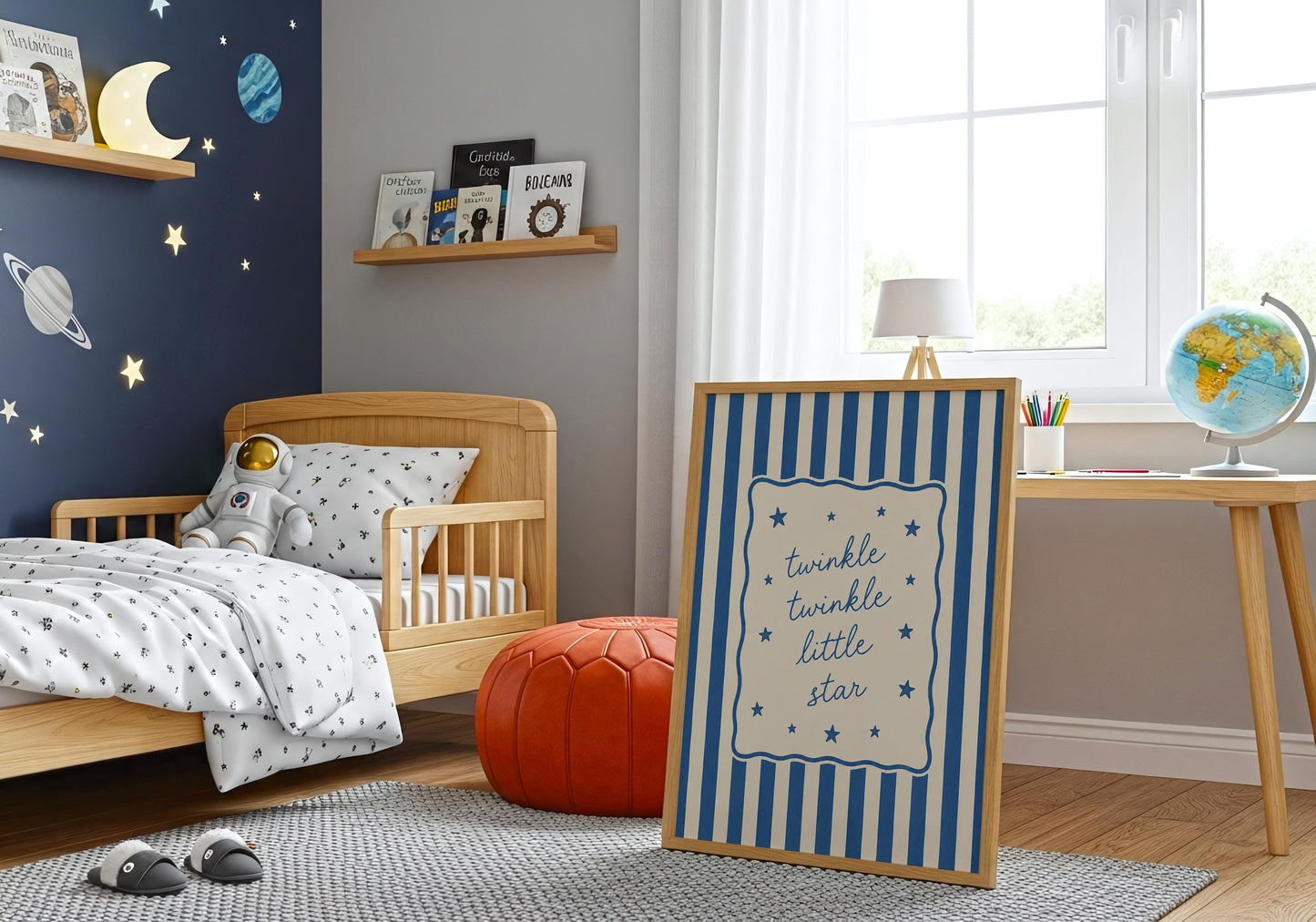Coastal inspired typography artwork with Twinkle Twinkle Little Star quote.