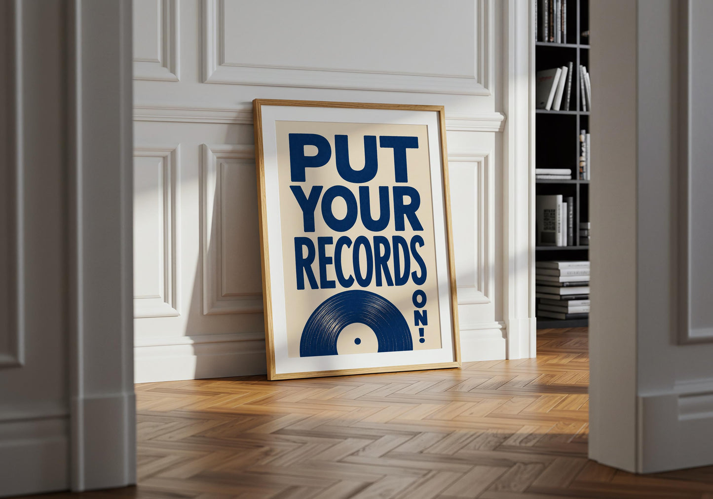 Modern record corner artwork with bold blue lettering.