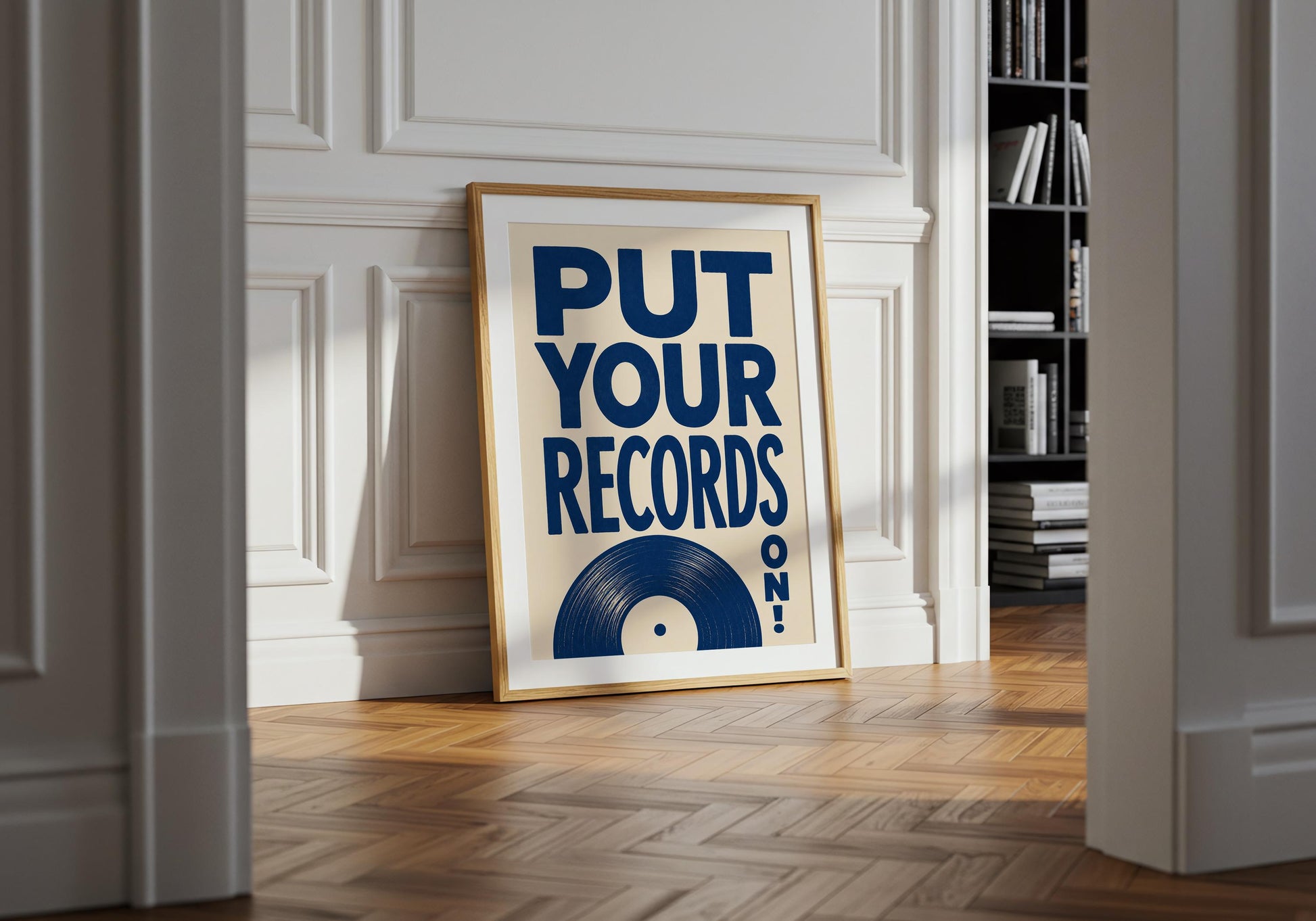Modern record corner artwork with bold blue lettering.