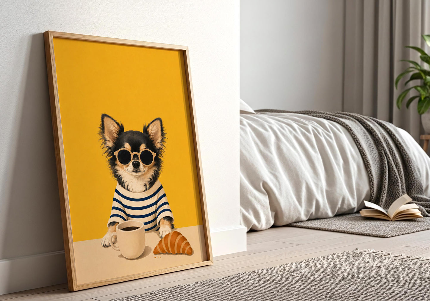 Cute Chihuahua illustration for contemporary home décor.
