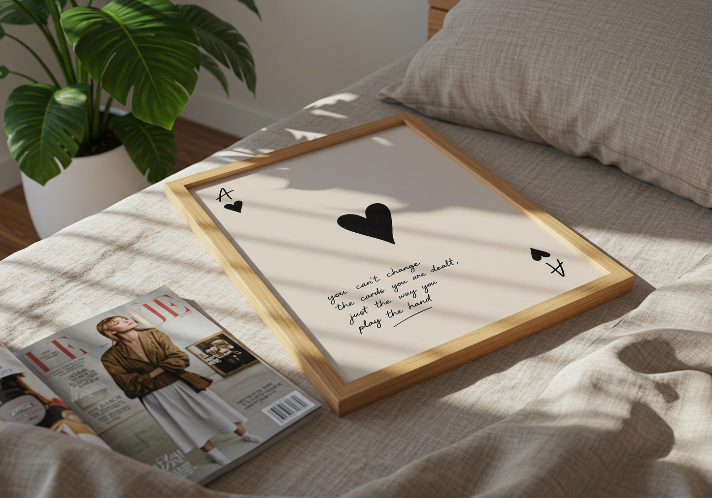 Contemporary gallery wall print with playing card illustration.