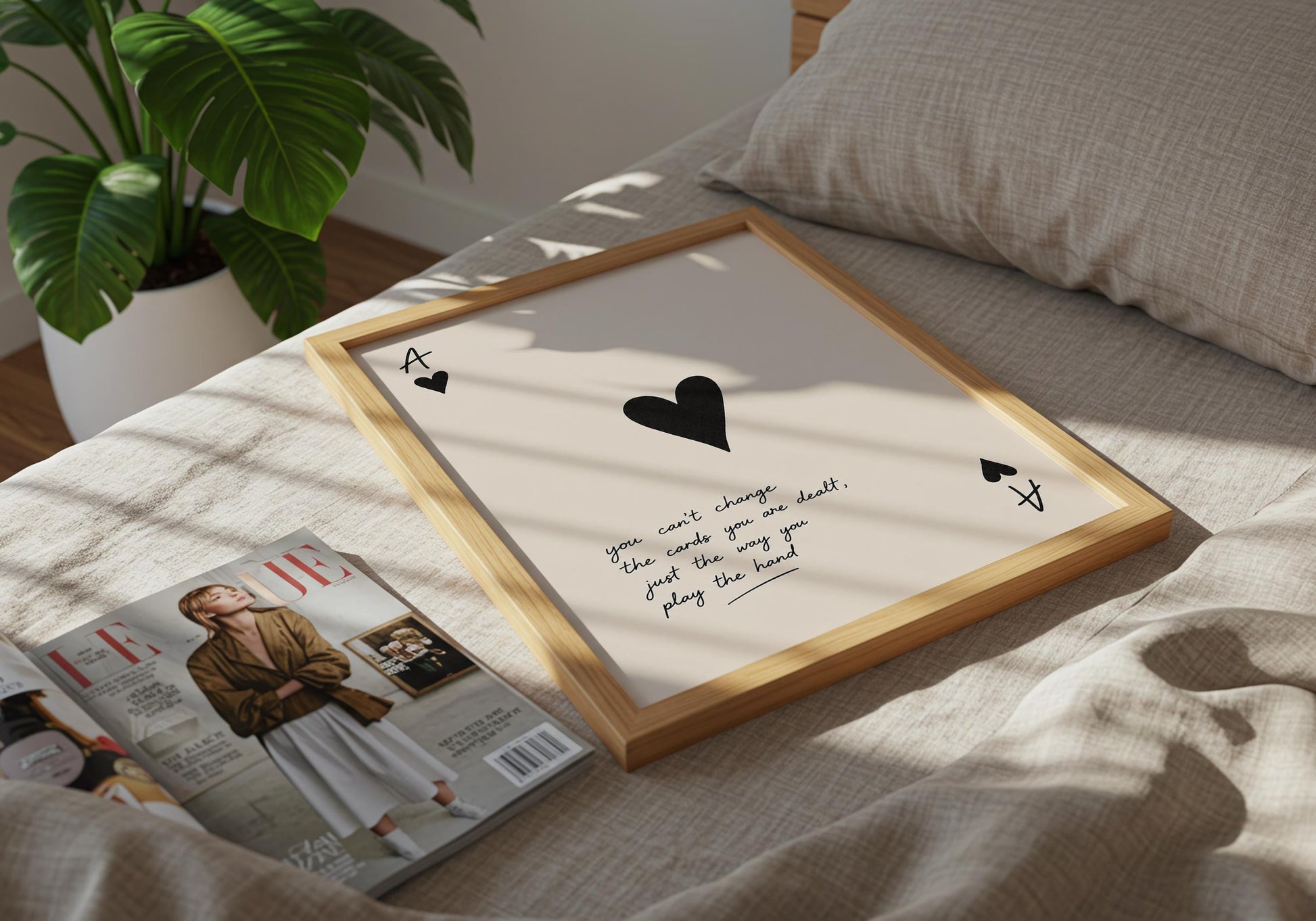 Contemporary gallery wall print with playing card illustration.